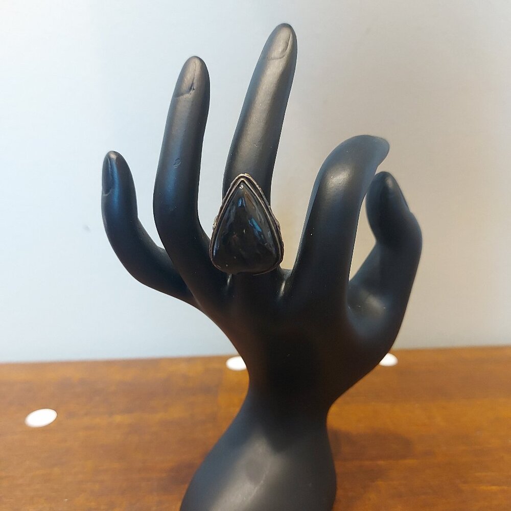 Obsidian Crystal Adjustable Ring